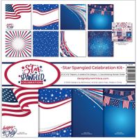 Star Spangled Celebration, 4th of July, 8 scrapbook papers & sticker sheet, 12x12" (Reminisce Collection)