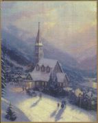 Moonlit Village, embellished cross stitch kit, 8x10" (Thomas Kinkade)