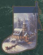 Sunday Evening Sleighride Stocking, embellished cross stitch kit, 12x17" (Thomas Kinkade)
