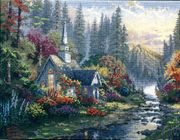 The Forest Chapel, counted cross stitch kit, 14x11" (Thomas Kinkade)<br><font color=red>EXTREMELY RARE</font> 