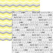 10K & Yellow Chevron, double-sided, running & sports scrapbook paper (Stamping Station)