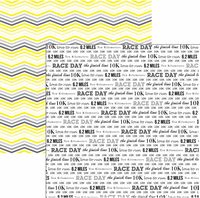 10K & Yellow Chevron, double-sided, running & sports scrapbook paper (Stamping Station)