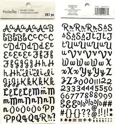 Alphabet, Black glitter, scrapbook stickers 4x7" (Recollections)