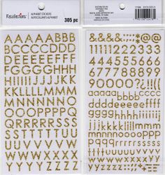 Alphabet, Gold glitter, scrapbook stickers 4x7" (Recollections) 171856