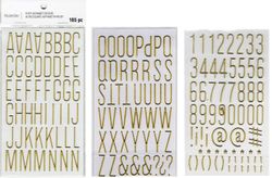 Alphabet, Gold Puffy, scrapbook stickers 4x7" (Recollections)