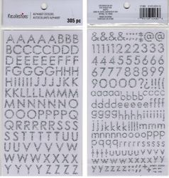 Alphabet, Silver glitter, scrapbook stickers 4x7" (Recollections)