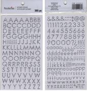 Alphabet, Silver glitter, scrapbook stickers 4x7" (Recollections)