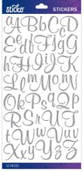 Alphabet, Silver Glitter Script, scrapbook stickers (Sticko)<br><font color=red>50% off</font>