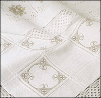 Anne Cloth Afghan, White Cotton, 45" x 57", cross stitch (Zweigart)