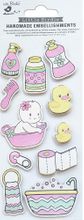 Baby Bath Time, Pink, 3D Scrapbook stickers, 11/pk (Little Birdie) 