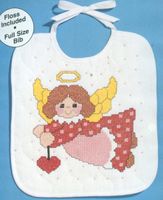 Baby Bib, Angel, STAMPED cross stitch kit (Janlynn) <br><font color=red>50% off</font>