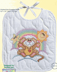 Baby Bib, Cosmic Mouse, STAMPED cross stitch kit (Janlynn) 