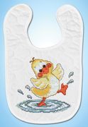 Baby Bib, Just Ducky, STAMPED cross stitch kit (Janlynn) 