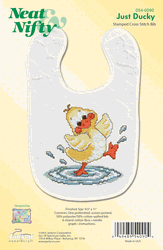 Baby Bib, Just Ducky, STAMPED cross stitch kit (Janlynn) 