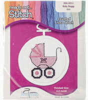 Mini Cross Stitch Kit & Frame, Baby Buggy Girl (Janlynn)