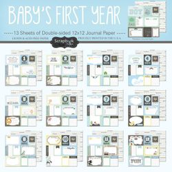 Baby's First Year, Boy, 13 sheets Journal scrapbook paper (Stamping Station)