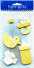 Baby Things, yellow, Baby 3-D scrapbook stickers (Paper Bliss) 