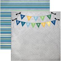 Birthday Banner & Stripes, double sided Birthday scrapbook paper (Stamping Station)