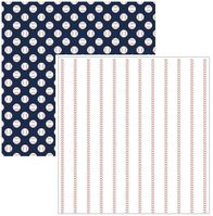Baseballs, Baseball stripes, sports, double-sided scrapbook paper (American Crafts)