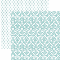 Bella! New York Collection, Aqua Damask double-sided scrapbook cardstock (Ruby Rock-It)<br><font color=red>25% off</font>