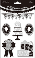 Bella! Wedding Foil 3D Stickers, BLACK & WHITE (Ruby Rock-It)<br><font color=red>50% off</font>