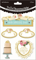 Bella! Wedding Glitter & Foil 3D Stickers, MULTI-COLOR (Ruby Rock-It)<br><font color=red>50% off</font>