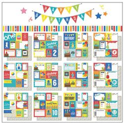 Birthday, 1st thru 12th, double-sided Journal Pack Paper - Scrapbook Customs #37268