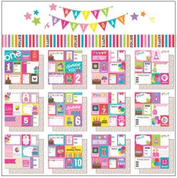 Birthday Girl, 1st thru 12th, double-sided Journal Pack Paper - Scrapbook Customs #37526