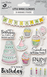 Birthday Wishes, 3D Scrapbook stickers, 15/pk (Little Birdie)