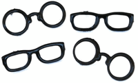 Black Glasses, scrapbook brads, 12/pack (Eyelet Outlet) 