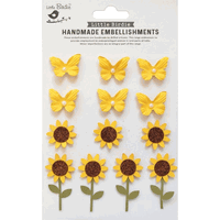 Blooms & Butterflies, Sunny Delight, 3D Scrapbook stickers, 13/pk (Little Birdie)