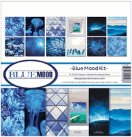 Blue Mood Kit, 12 scrapbook papers, 12x12" (Reminisce Collection)