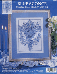 Blue Sconce, floral cross stitch kit (Design Works)<br><font color=red>25% off</font>
