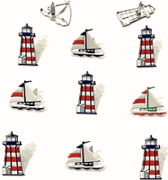 Boat & LIghthouse scrapbook brads, 12/pack (Eyelet Outlet) 