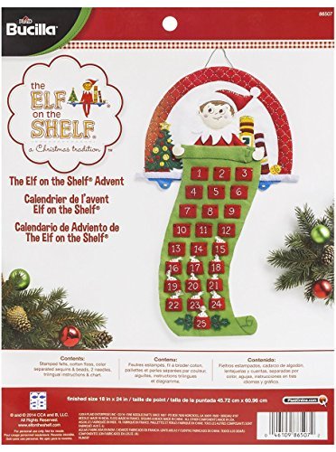 Bucilla: Advent Calendar, Elf on a Shelf, Christmas felt applique kit