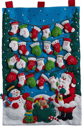 Bucilla: Advent Calendar, Mittens and Stockings, Christmas felt applique kit