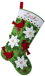 Bucilla: Blossoms And Birds, felt applique Christmas stocking kit