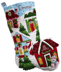 Bucilla: Christmas Town, felt applique Christmas stocking kit