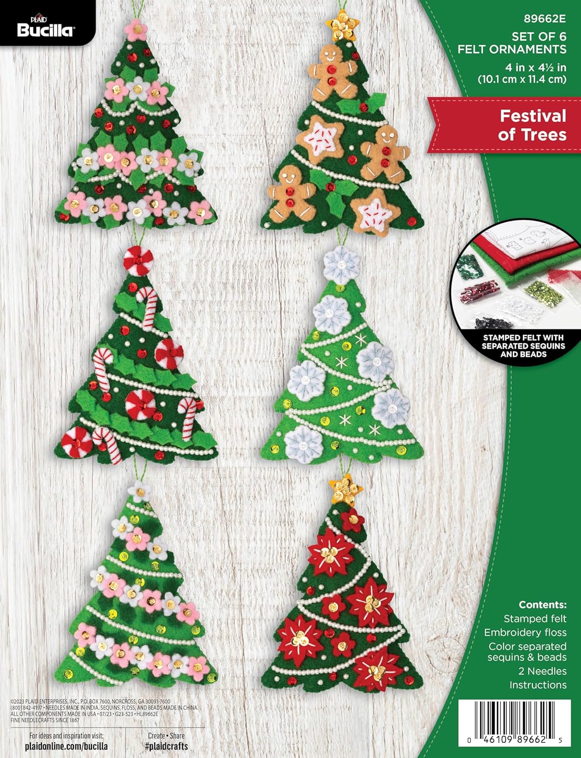 Bucilla Ornament, Merry Miniatures, Felt Applique 14 Piece Mini Tree Making Kit Perfect For Holiday Diy Arts And Crafts 89653e Sho16