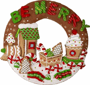 Bucilla: Gingerbread Express Wreath, felt applique kit<br><font color=red>New for 2026</font>