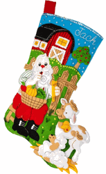 Bucilla: Harvest Time Santa, felt applique Christmas stocking kit