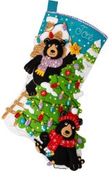 Bucilla: Holiday Black Bears, felt applique Christmas stocking kit