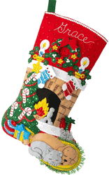 Bucilla: Holiday Hearth, felt applique Christmas stocking kit
