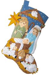 Bucilla: Little Blessed Nativity, Christmas stocking felt applique kit<br><font color=red>New for 2026</font>