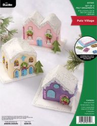 Bucilla: Ornaments, Putz Village, felt applique Christmas ornament kit<br><font color=red>New for 2025</font>