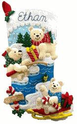Bucilla: Polar Bear Buddies, felt applique Christmas stocking kit