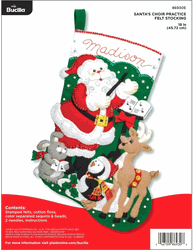 Bucilla: Santa's Choir Practice, felt applique Christmas stocking kit
