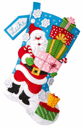 Bucilla: Santa's Gifts Galore, felt applique Christmas stocking kit