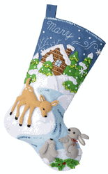 Bucilla: Snowy Retreat, felt applique Christmas stocking kit