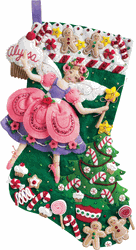 Bucilla: Sugar Plum Fairy, felt applique Christmas stocking kit